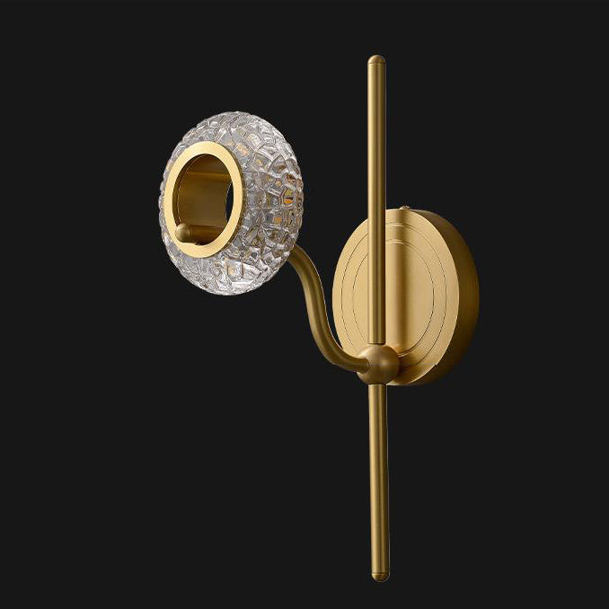 Modern Light Luxury Brass Glass Circle 1/2 Light Wall Sconce Lamp