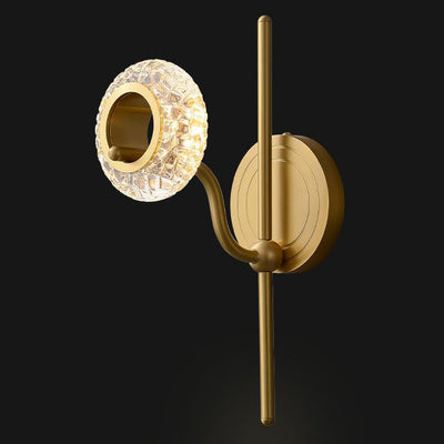 Modern Light Luxury Brass Glass Circle 1/2 Light Wall Sconce Lamp
