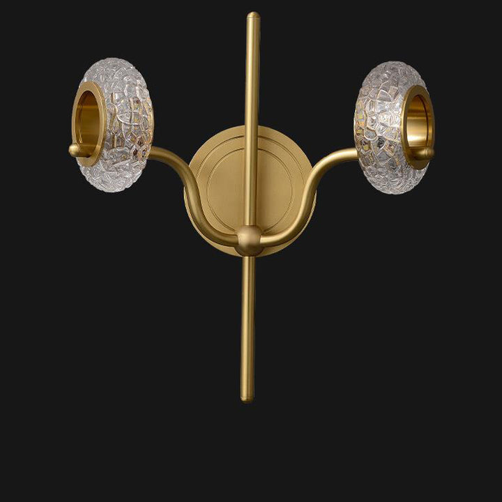 Modern Light Luxury Brass Glass Circle 1/2 Light Wall Sconce Lamp