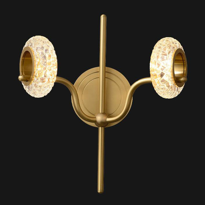 Modern Light Luxury Brass Glass Circle 1/2 Light Wall Sconce Lamp