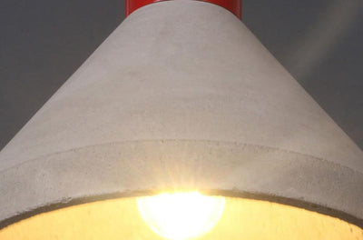 Lámpara colgante de 1 luz de cemento y madera maciza de estilo industrial 