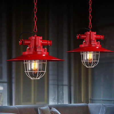 Industrial Vintage Blast Iron Cage 1-Light Pendant Light