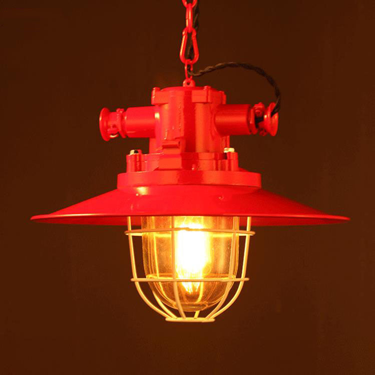 Industrial Vintage Blast Iron Cage 1-Light Pendant Light