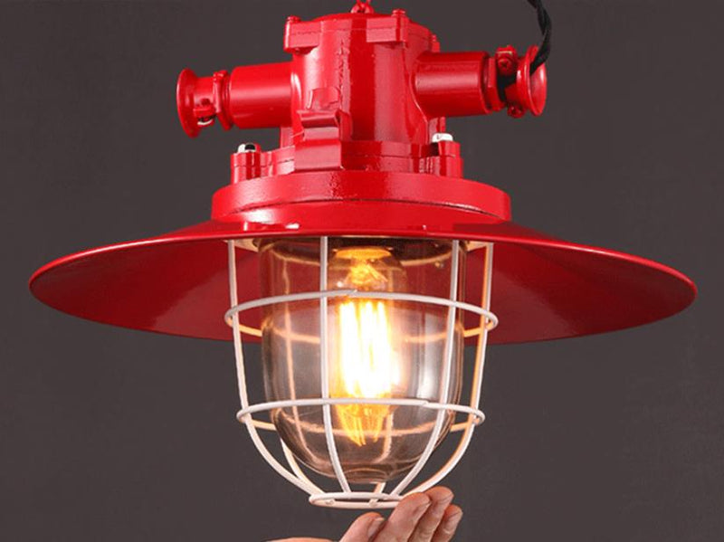 Industrial Vintage Blast Iron Cage 1-Light Pendant Light