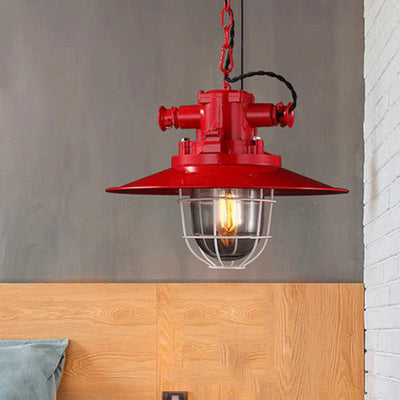 Industrial Vintage Blast Iron Cage 1-Light Pendant Light