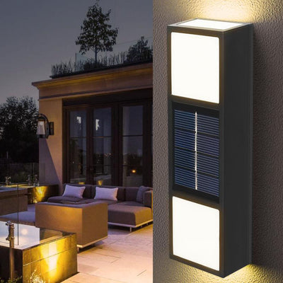 Lampe murale à applique solaire LED rectangulaire étanche pour patio et clôture 