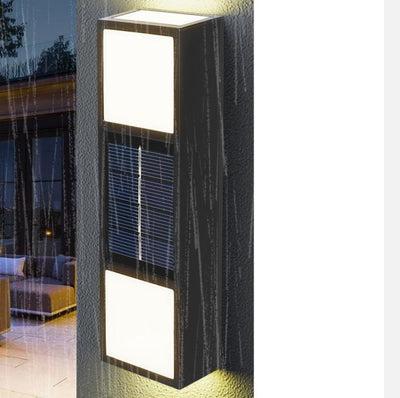 Lampe murale à applique solaire LED rectangulaire étanche pour patio et clôture 