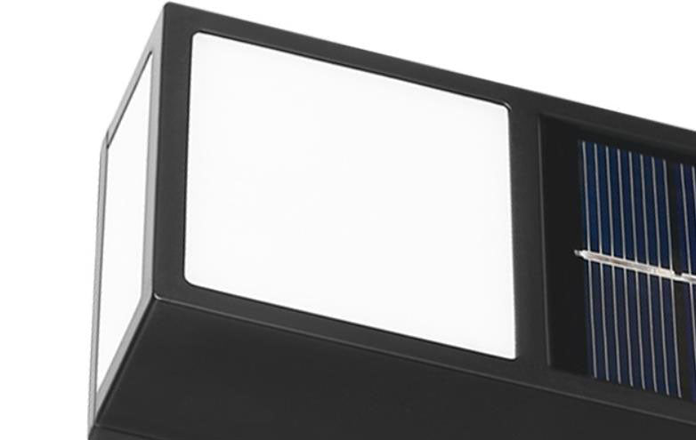 Lampe murale à applique solaire LED rectangulaire étanche pour patio et clôture 