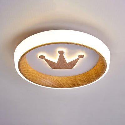 Kreative runde Woodgrain-Eisen-Acryl-LED-Unterputz-Deckenleuchte 