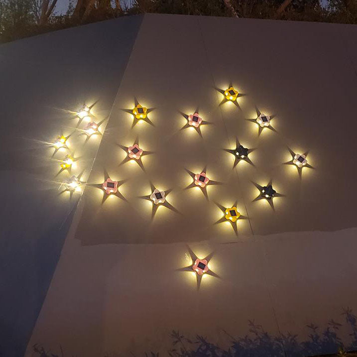 Lámpara de Aplique de Pared para Exterior LED Impermeable de Jardín Pentagrama Solar 