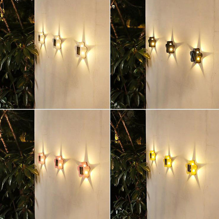 Lámpara de Aplique de Pared para Exterior LED Impermeable de Jardín Pentagrama Solar 