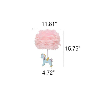 Moderne kreative Einhornfeder Kinder 1-Licht Tischlampe