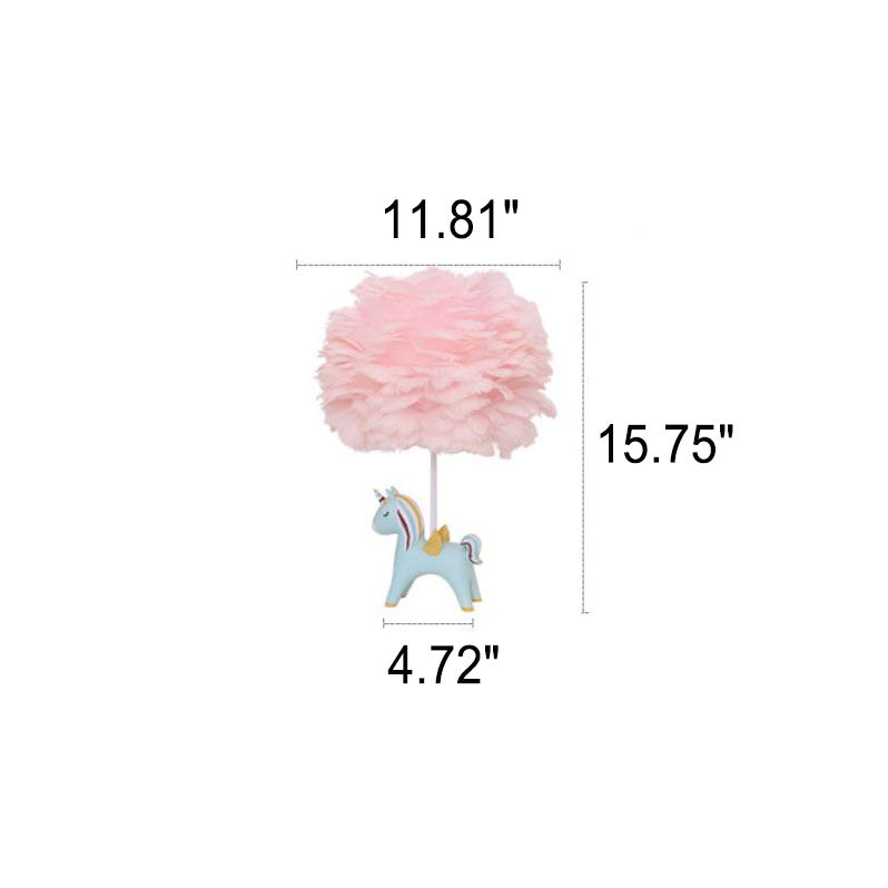 Moderne kreative Einhornfeder Kinder 1-Licht Tischlampe