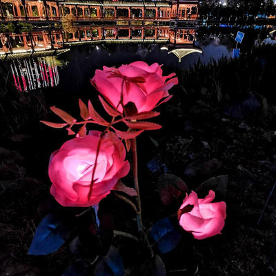 Creative Simulation Rose Decoration Solar Outdoor Lawn LED Garden Ground Insert Landscape Light