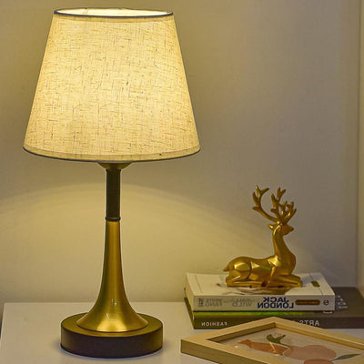 Lampe de table LED avec télécommande USB en tissu métallique rétro européen 