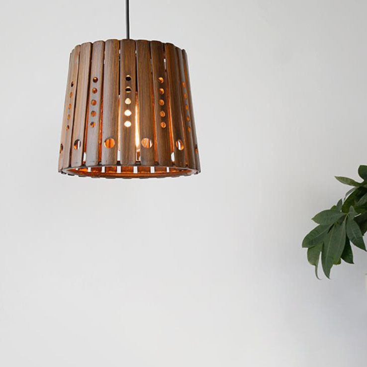 Modern Rustic Antique Hollow Bamboo Weave 1-Light Pendant Light