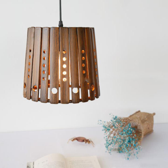 Modern Rustic Antique Hollow Bamboo Weave 1-Light Pendant Light