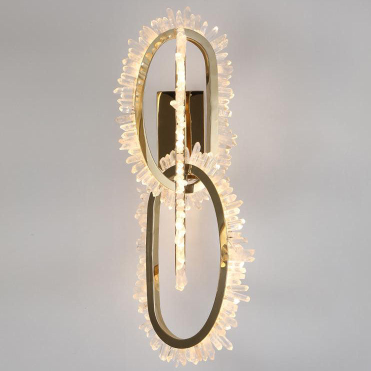 Modern Light Luxury Stainless Steel Crystal Circle LED Wall Sconce Lamp