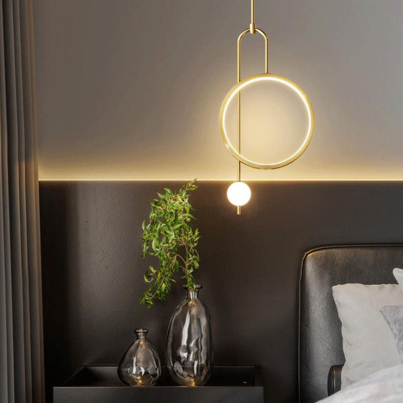European Minimalist Light Luxury Circular Hardware Acrylic LED Chandelier