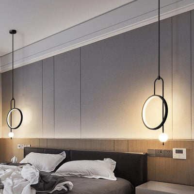 European Minimalist Light Luxury Circular Hardware Acrylic LED Chandelier