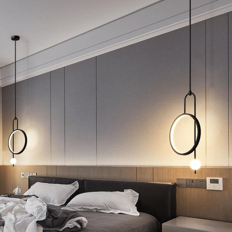 European Minimalist Light Luxury Circular Hardware Acrylic LED Chandelier