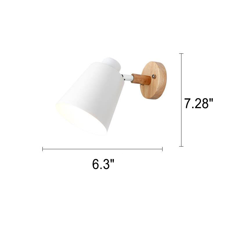 Nordic Minimalist Solid Color Iron Wood 1-Light Wall Sconce Lamp