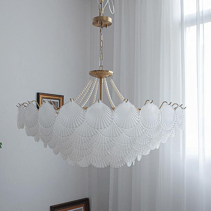 French Light Luxury Petal 3/6/9-Light Inselleuchter aus Glas 