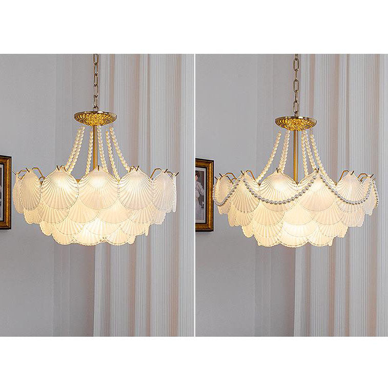 French Light Luxury Petal 3/6/9-Light Inselleuchter aus Glas 