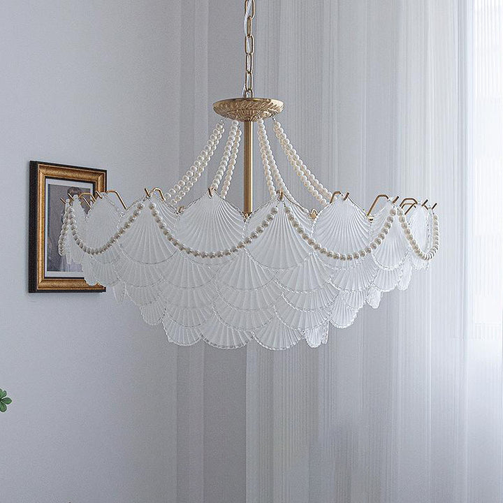 French Light Luxury Petal 3/6/9-Light Inselleuchter aus Glas 