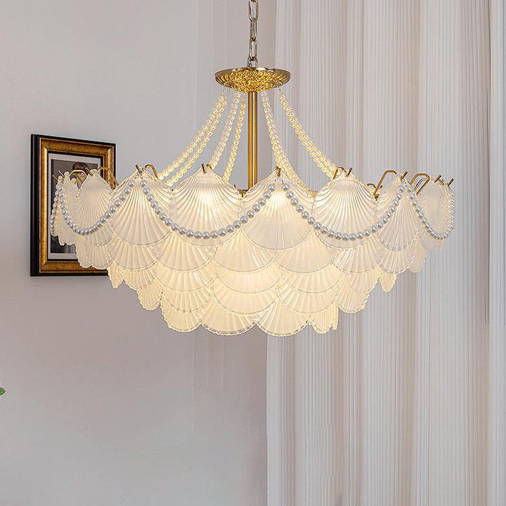 French Light Luxury Petal 3/6/9-Light Inselleuchter aus Glas 