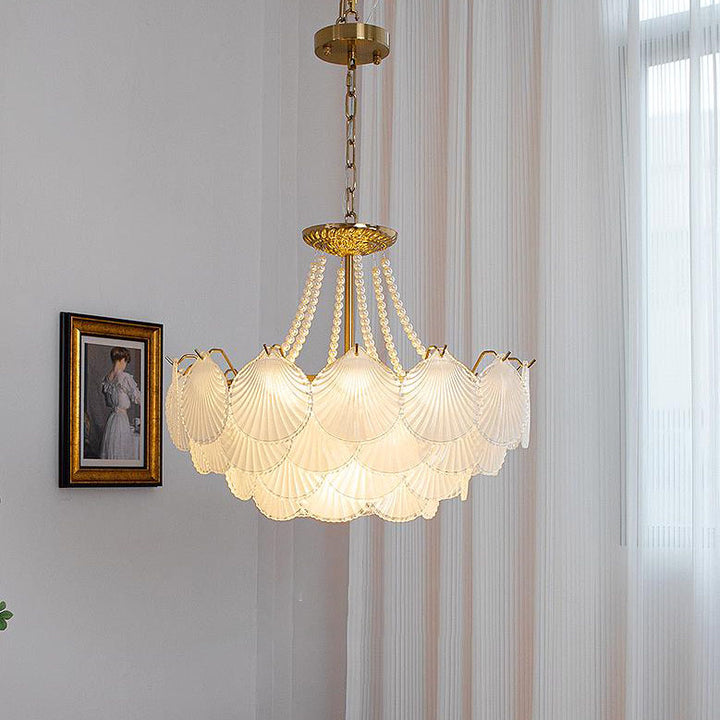 French Light Luxury Petal 3/6/9-Light Inselleuchter aus Glas 
