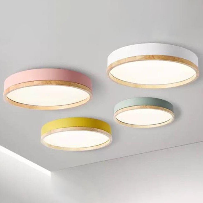 Simple Macaron Round Acrylic LED Flush Mount Ceiling Light