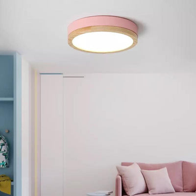 Simple Macaron Round Acrylic LED Flush Mount Ceiling Light