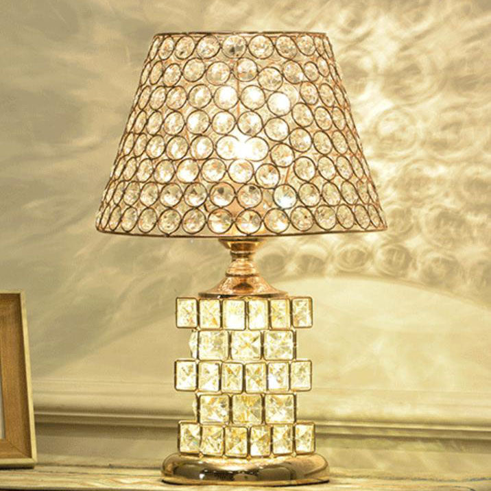 Nordic Luxury Crystal Cone Geometry 1-Light Table Lamp