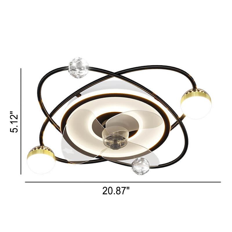 Modern Light Luxury Ring Star Effect LED Invisible Flush Mount Ceiling Fan Light