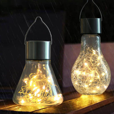 Solar Crackle Bottle Outdoor Garden Decorative Hanging Light