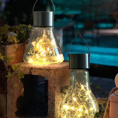 Solar Crackle Bottle Outdoor Garden Decorative Hanging Light