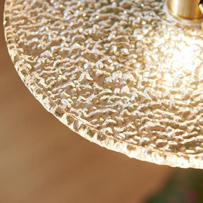 Japanische Pendelleuchte aus mattiertem Glas, runde Scheibe, Nussbaum, 1-flammig