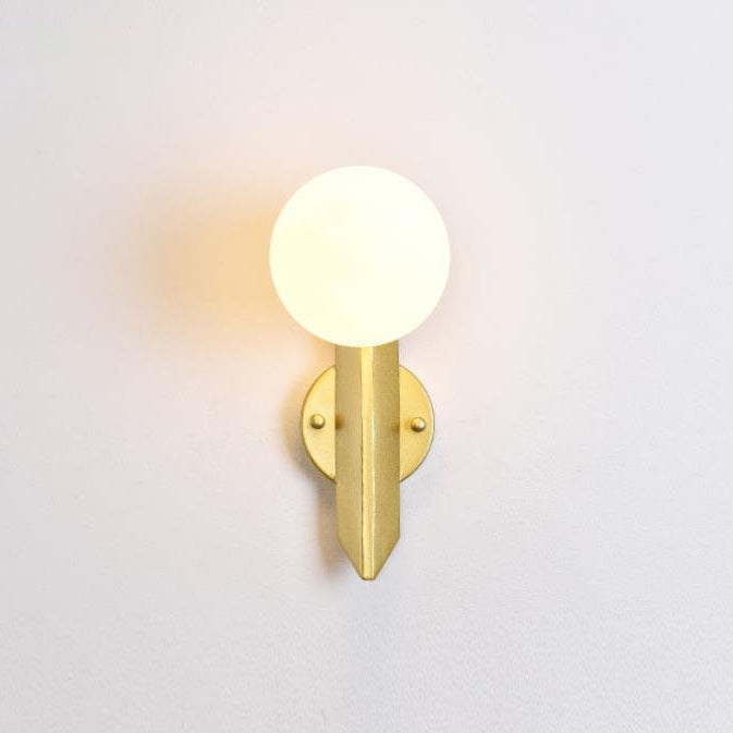 Modern Minimalist Round Ball Glass Metal Straight Arm 1-Light Wall Sconce Lamp