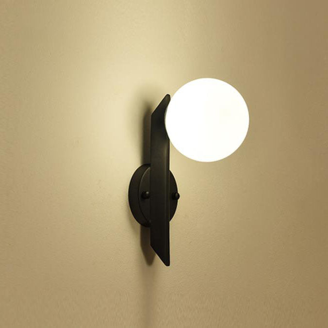 Modern Minimalist Round Ball Glass Metal Straight Arm 1-Light Wall Sconce Lamp