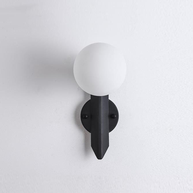 Modern Minimalist Round Ball Glass Metal Straight Arm 1-Light Wall Sconce Lamp