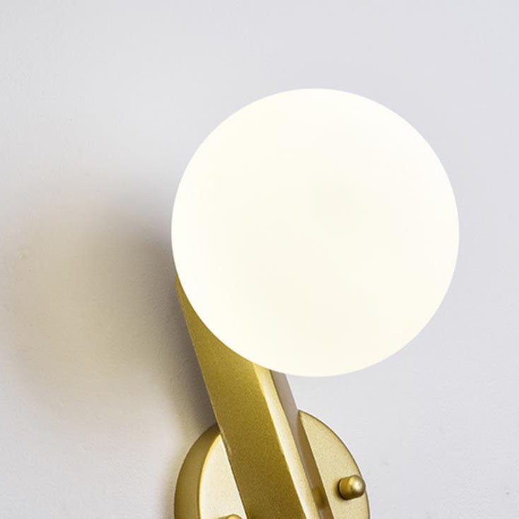 Modern Minimalist Round Ball Glass Metal Straight Arm 1-Light Wall Sconce Lamp