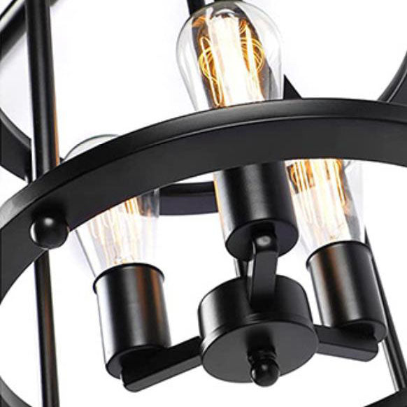 Industrial Vintage Round Drum 3-Light Semi-Flush Mount Ceiling Light
