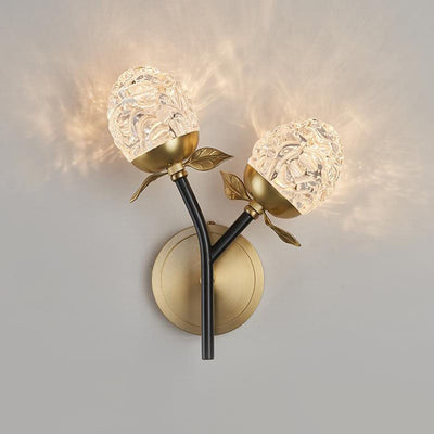 Moderna lámpara de pared con rama de manzana de cristal de lujo 1/2 luces 