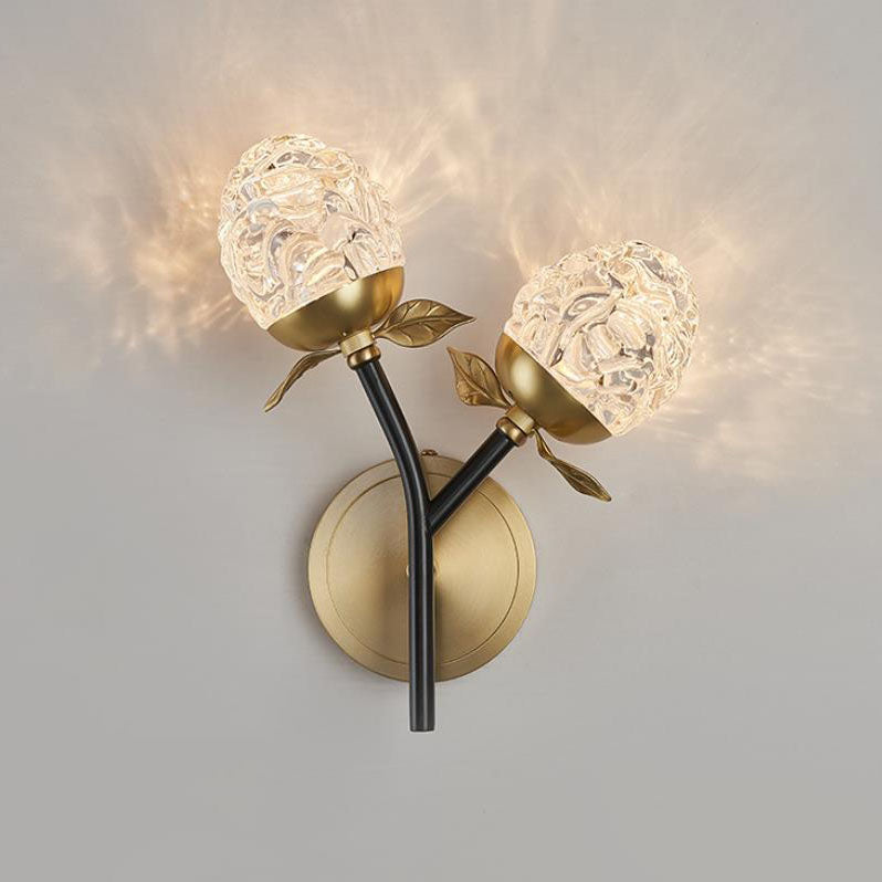 Moderna lámpara de pared con rama de manzana de cristal de lujo 1/2 luces 