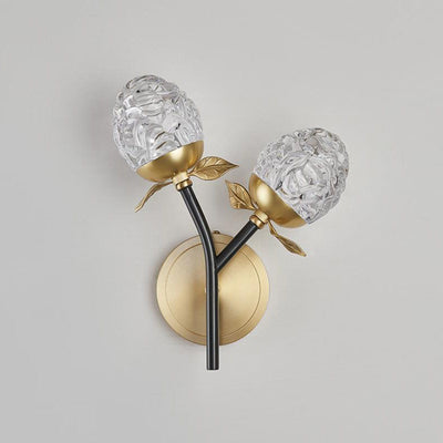 Moderna lámpara de pared con rama de manzana de cristal de lujo 1/2 luces 