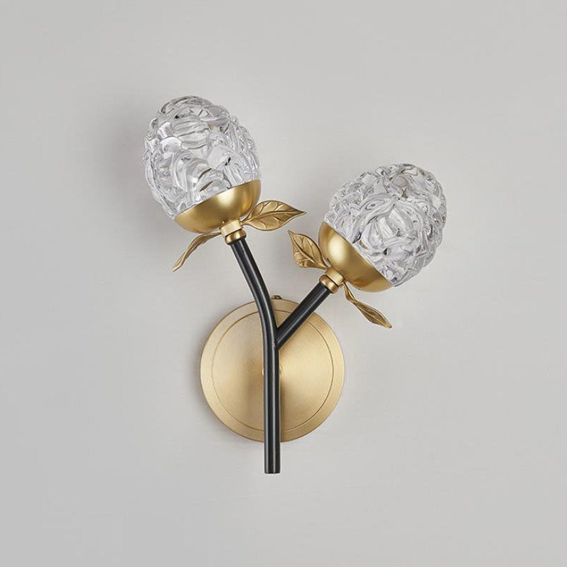Moderna lámpara de pared con rama de manzana de cristal de lujo 1/2 luces 