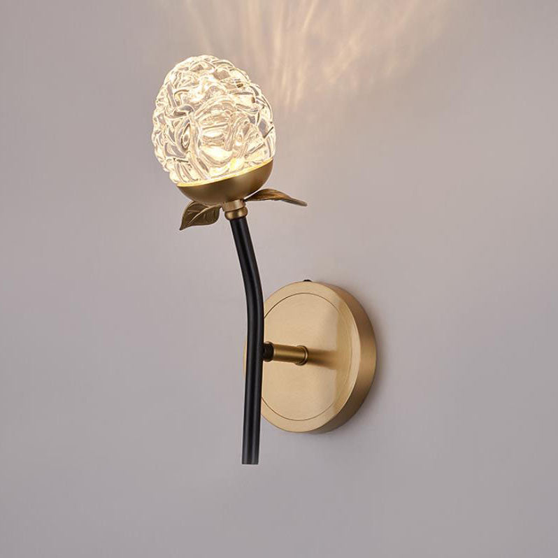 Moderna lámpara de pared con rama de manzana de cristal de lujo 1/2 luces 