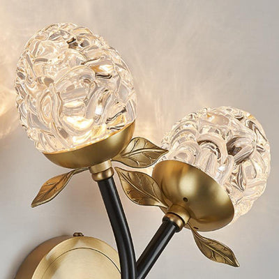 Moderna lámpara de pared con rama de manzana de cristal de lujo 1/2 luces 