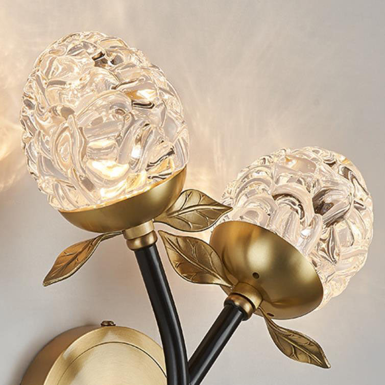 Moderna lámpara de pared con rama de manzana de cristal de lujo 1/2 luces 